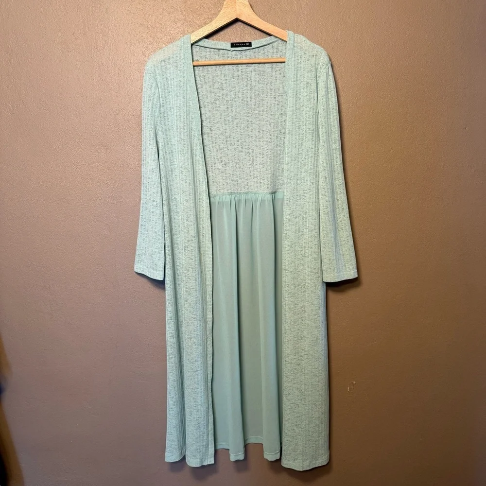 Cirana Mint Green Pastel Duster Cardigan Women's Size Large Boho Feminine Flowy